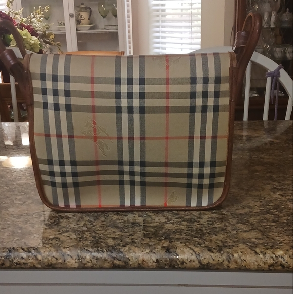 Burberry Vintage Haymarket Canvas and Leather Trimmed Brown Crossbody Make Offer - Picture 13 of 16